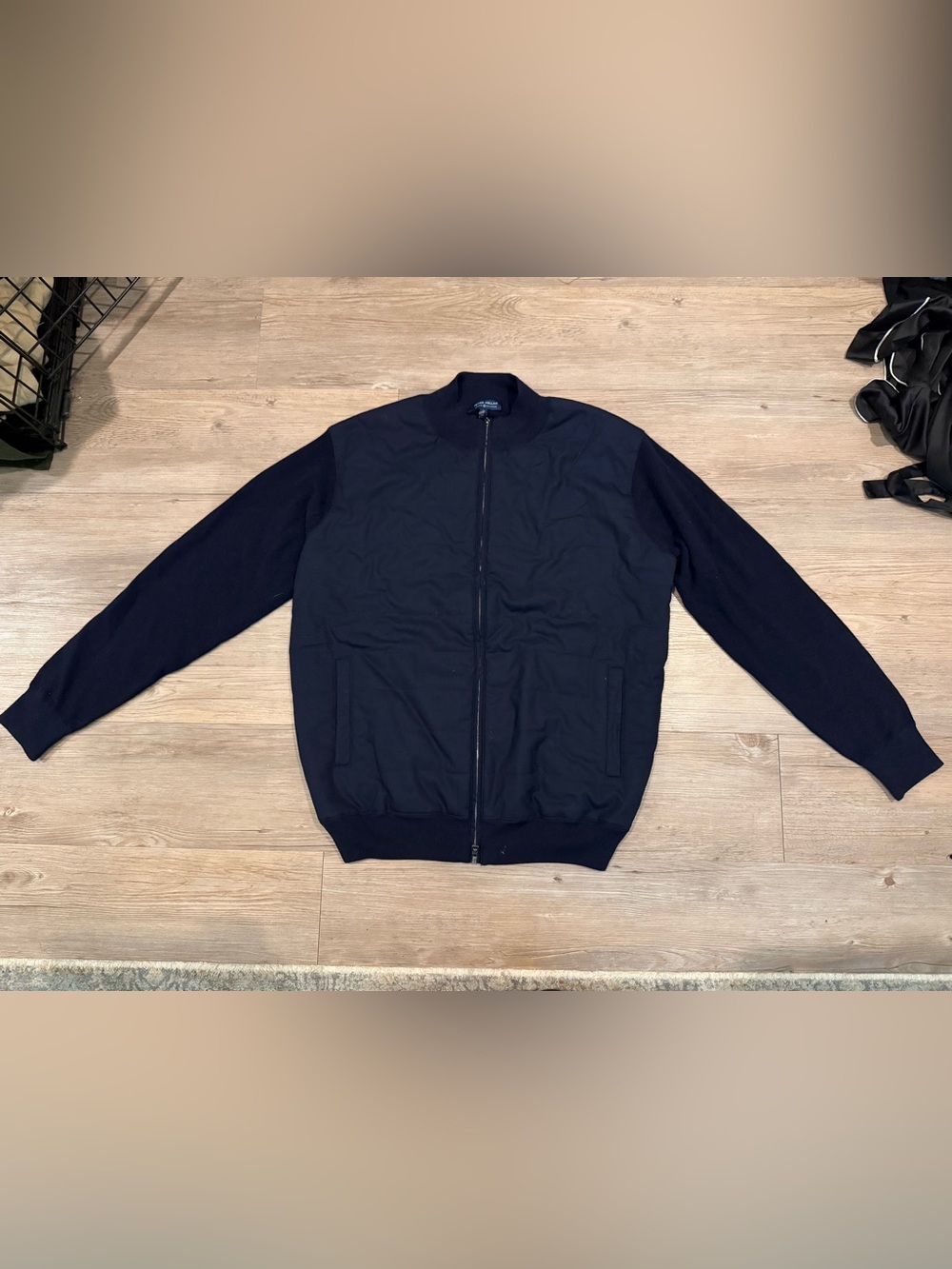 Peter Millar Crown Crafted Men’s Navy Merino Wool Hybrid Full-Zip Jacket – XL
